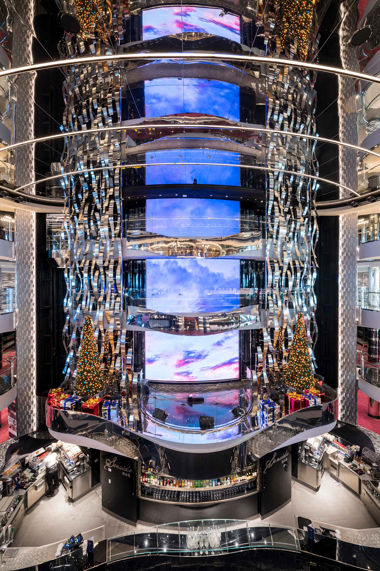 MSC Seaside atrium at Christmas